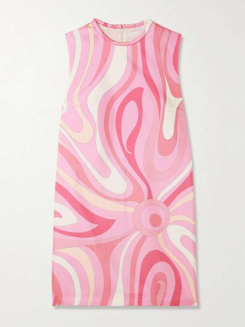 Printed silk-twill mini dress Pink