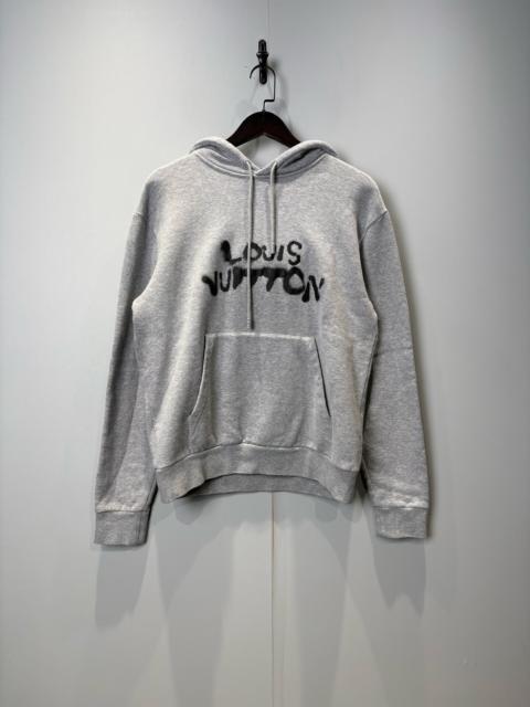 Louis Vuitton Louis Vuitton Gray Splatter Paint Classic Hoodie with Neon Figure Print on the Back
