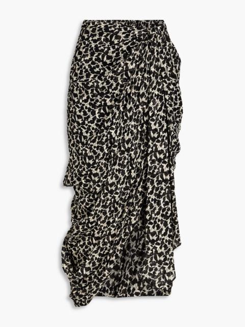 Isabel Marant Candelia draped metallic fil coupé silk and Lurex-blend midi skirt