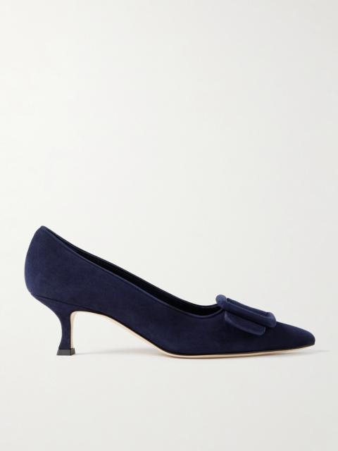 Manolo Blahnik Maysale 50 Buckled Suede Pumps