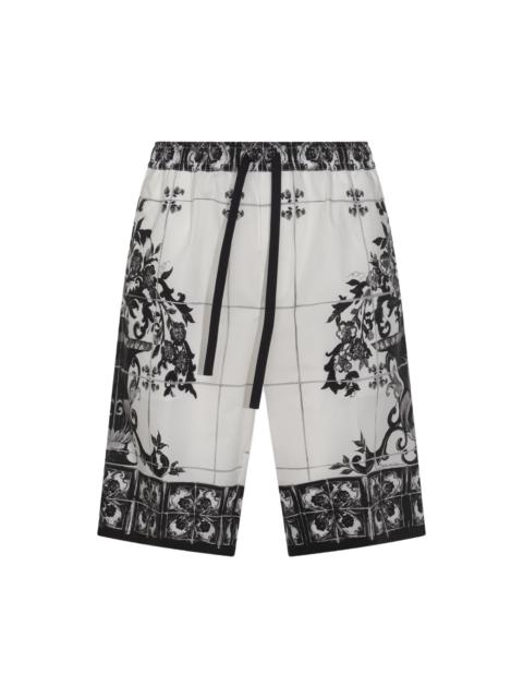 Dolce & Gabbana White And Black Cotton Shorts