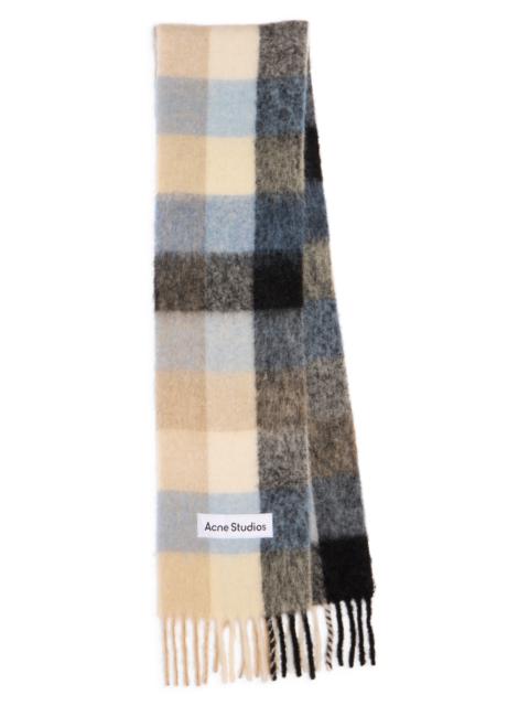Acne Studios Acne Studios Vally Plaid Alpaca, Wool & Mohair Blend Scarf in Blue/Beige/Black at Nordstrom