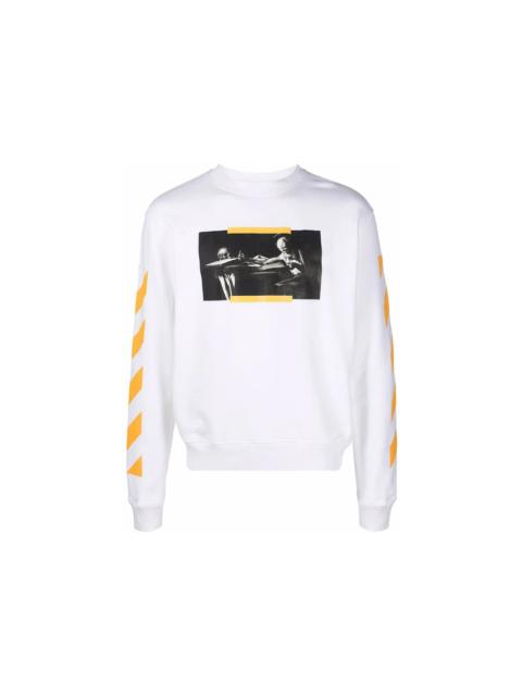 Off-White OFF-WHITE Caravaggio Saint Jerome Writing Print Slim Fit Sweatshirt White Yellow