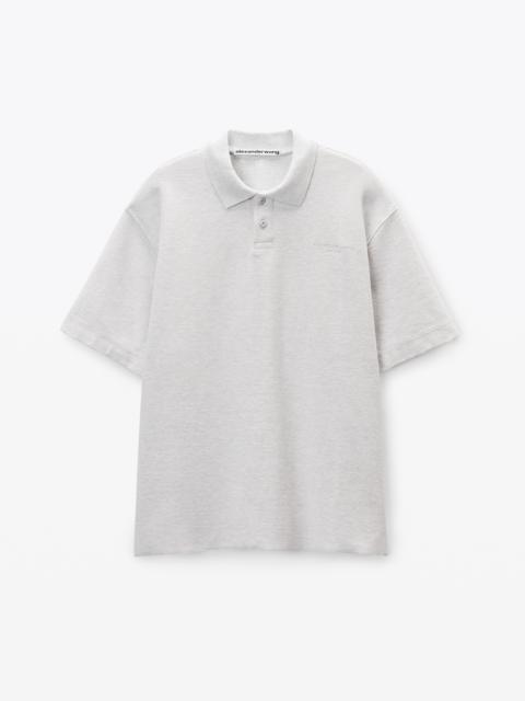 Alexander Wang light grey striped Pique Polo