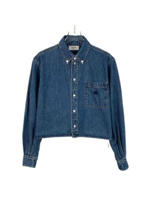 CELINE Celine Blue Arc De Triomphe Logo Cotton Denim Shirt M Size Made In Japan