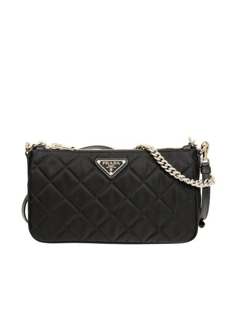 Prada Prada Tessuto Nylon Quilted Chain Crossbody Bag in Black