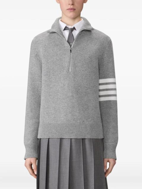 Thom Browne THOM BROWNE - Women Jersey Stitch Funnel Neck Half Zip Pullover