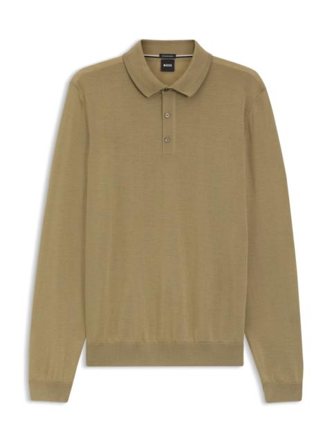 BOSS KNITTED POLO SWEATER IN VIRGIN WOOL