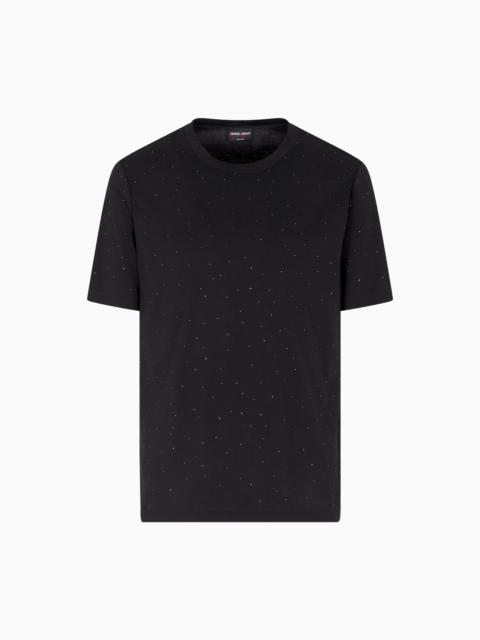 GIORGIO ARMANI GIORGIO’S CREW-NECK T-SHIRT IN PIMA COTTON JERSEY WITH RHINESTONES