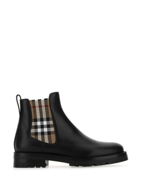 Burberry Women Black Leather Ankle Boots