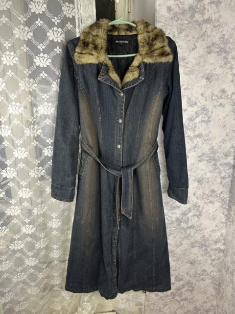 Other Designers Le Grande Bleu (L.G.B.) - Y2K LGB IfSixWasNine Style Denim Mudwash Fur Coat Jacket