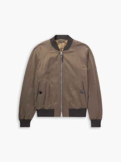 TOM FORD Leather-trimmed Lyocell-twill bomber jacket