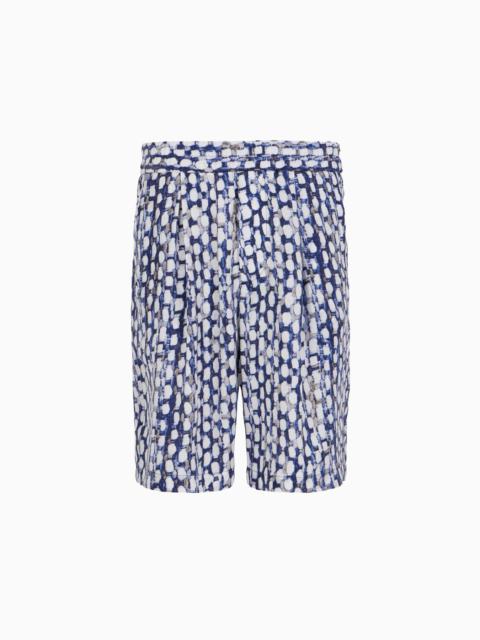 Printed cupro Bermuda shorts