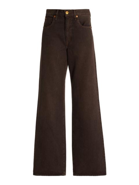 SLVRLAKE Grace Rigid High-Rise Wide-Leg Jeans brown