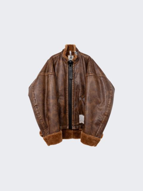 Maison MIHARAYASUHIRO Vegan Boa Leather Jacket Brown