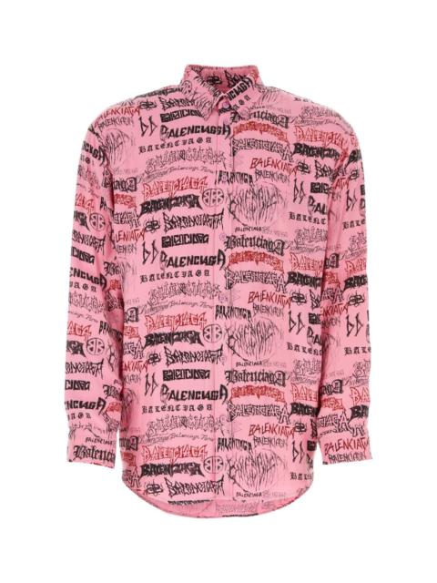 Balenciaga Men Printed Viscose Oversize Shirt