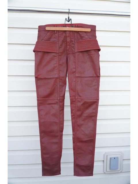 Rick Owens DRKSHDW SS21 Easy Creatch Cut 33 Wax Trouser Cargo Pants Dark Cherry