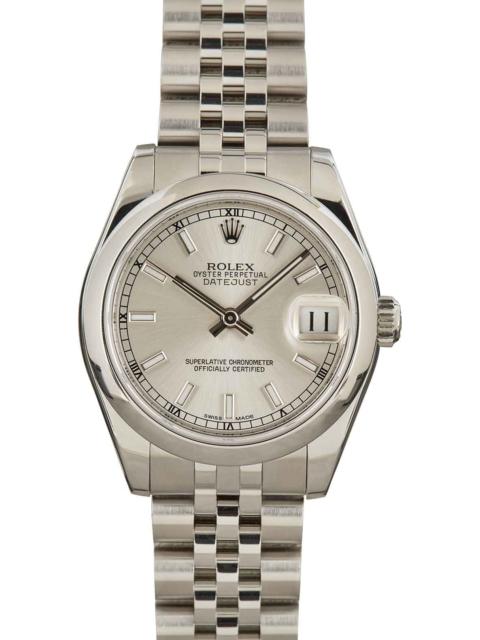 ROLEX Pre-Owned Rolex Datejust Silver Dial Ref 178240 Stainless Steel