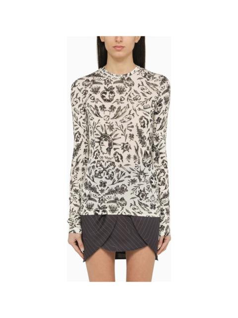 Long-sleeved Top With Tattoo Print
