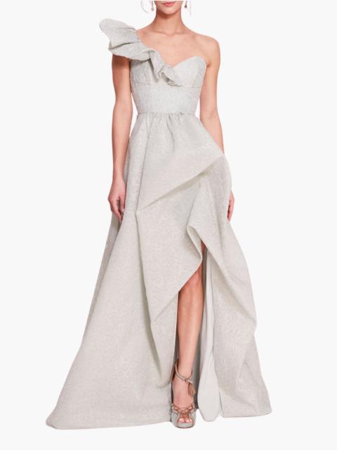 Marchesa CLOQUE DRAPED GOWN