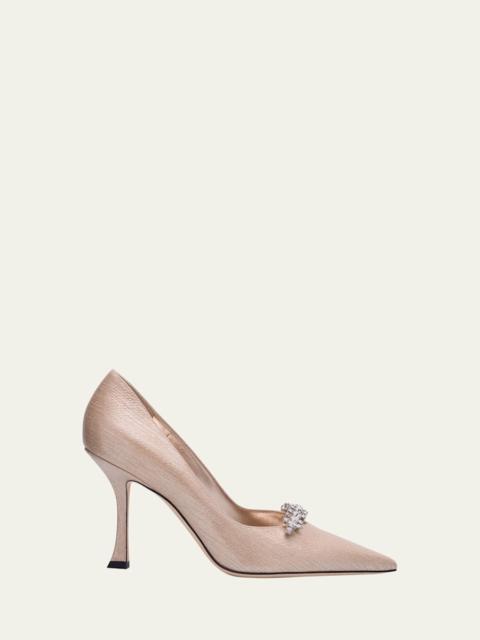 JIMMY CHOO Belinda 90 Embellished Metallic Leather Pumps