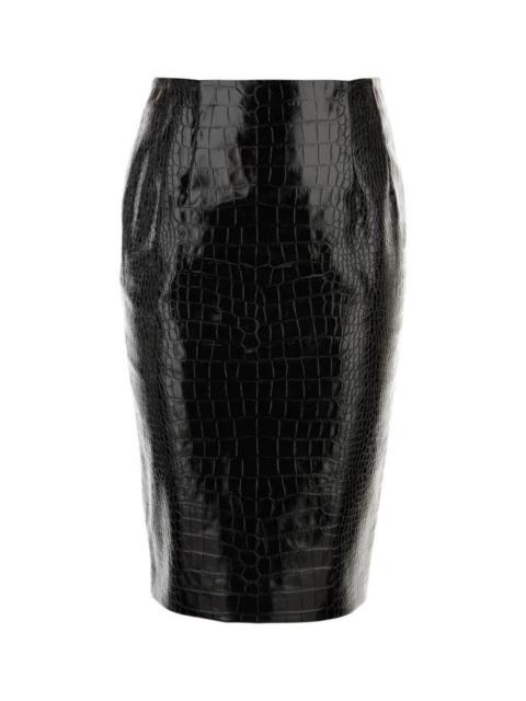 Versace Woman Black Leather Skirt
