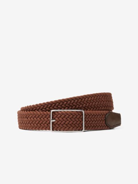 CORNELIANI Cognac-beige waxed cotton belt