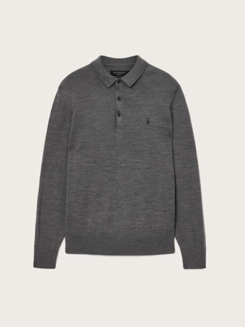 ALLSAINTS MODE MERINO LONG SLEEVE RAMSKULL POLO SHIRT