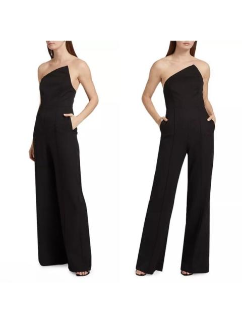 Other Designers NWT Milly Atlas Cady Asymmetric Neck Jumpsuit Black Strapless Wide Leg Sz 4 $450