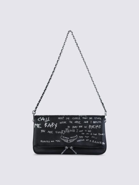 Zadig & Voltaire Zadig & Voltaire Black Rock Graffiti Leather Shoulder Bag