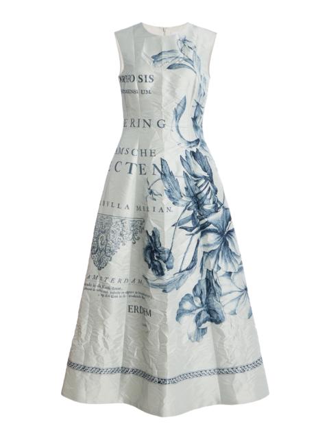 Erdem Flower-Printed Midi Dress light grey