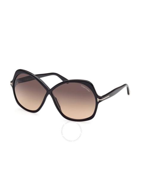 TOM FORD Tom Ford Rosemin Smoke Gradient Butterfly Ladies Sunglasses FT1013 01B 64