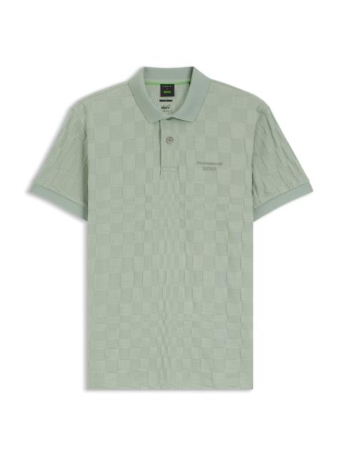 BOSS PORSCHE X BOSS POLO SHIRT IN JACQUARD-PATTERNED COTTON