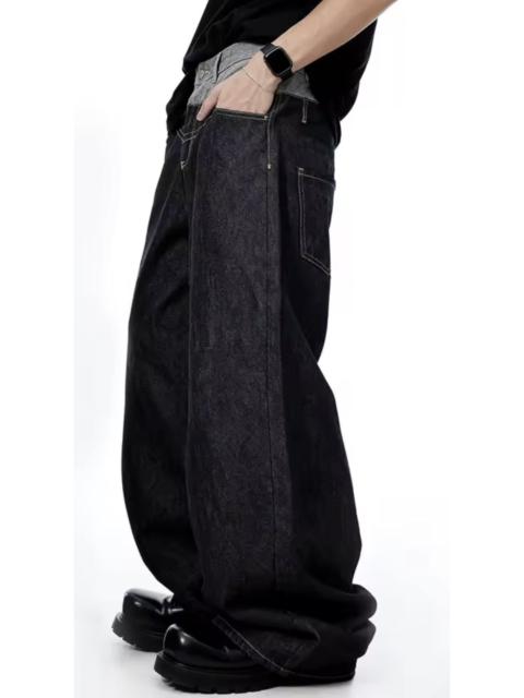 Other Designers Other - Retro Double Waist Design Baggy Wide Leg Jeans