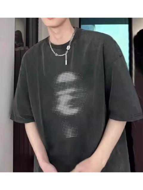 Other Designers Vintage - Street Hip Hop Fuzzy Portrait Print Short Sleeve T-Shirt