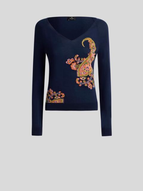 Etro COTTON-BLEND JACQUARD SWEATER WITH INLAYS
