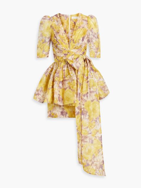 Zimmermann Bow-detailed floral-print linen and silk-blend mini dress