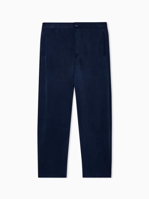 GIORGIO ARMANI CUPRO-BLEND FLAT-FRONT TROUSERS