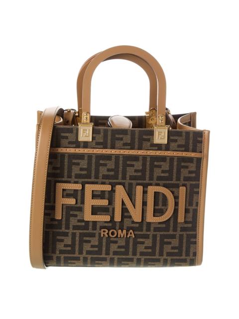 FENDI FENDI Sunshine Small FF Jacquard & Leather Tote