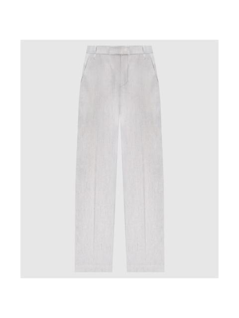 Brunello Cucinelli Brunello Cucinelli Wowhite Striped Linen Cotton Trousers
