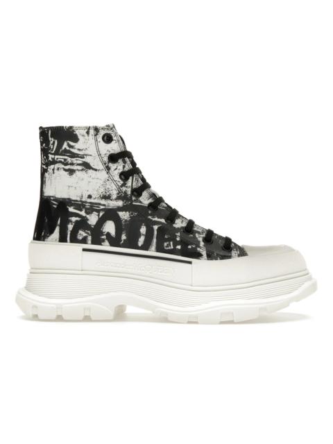 Alexander McQueen Alexander Mcqueen Graffiti Tread Slick Boot White Black