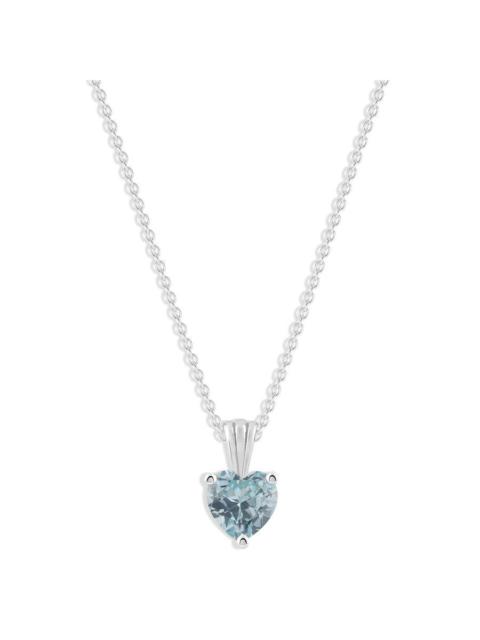 Other Designers DiamondMuse Belacqua Aquamarine March Birthstone Heart Pendant Necklace in Sterling Silver