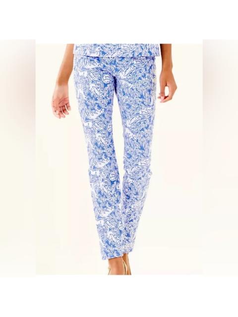 Other Designers NWT Lilly Pulitzer Kelly Skinny Ankle Pant in Costal‎ Blue Fancy Feet Sz 0 $148