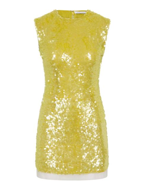 RACHEL GILBERT Kaia Sequined Tulle Mini Dress lime green