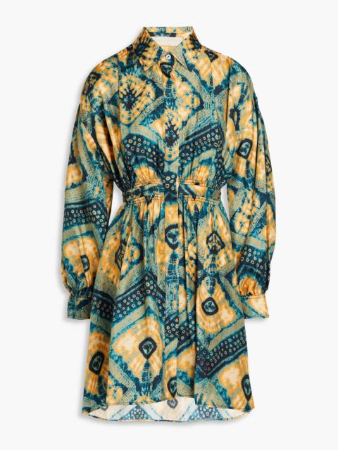 ULLA JOHNSON Jude printed silk-satin mini shirt dress