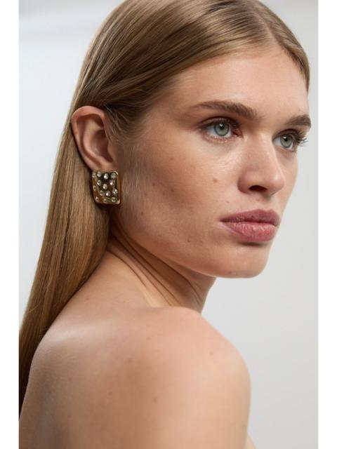 KAREN MILLEN Diamante Sprinkle Square Stud Earrings