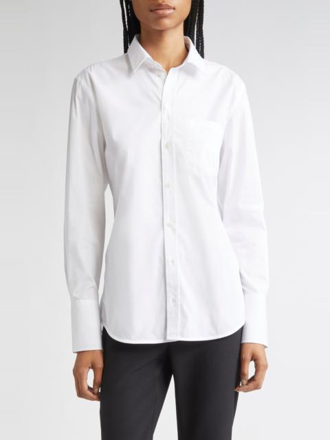 Victoria Beckham Tab Detail Button-Up Shirt in White at Nordstrom