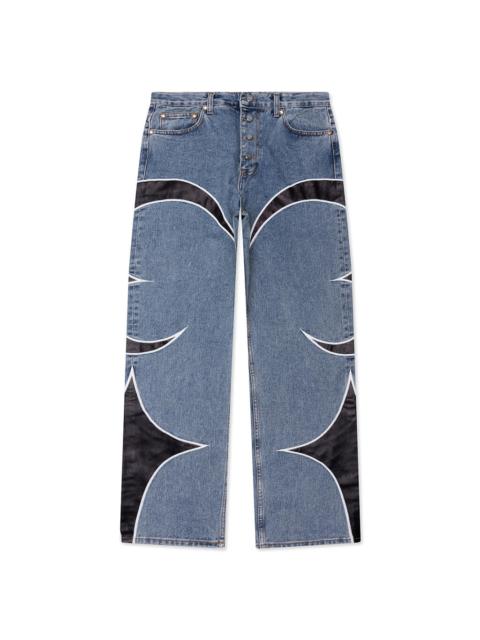 Thug Club LEATHER WASHING DENIM PANTS - BLUE