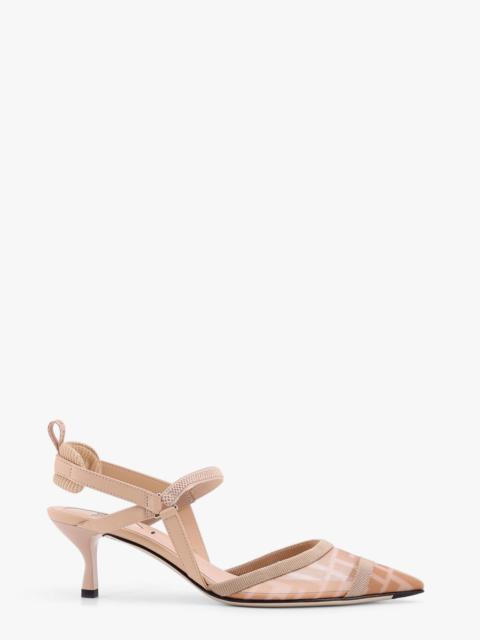 FENDI Fendi Colibrã¬ Leather And Mesh Slingback With Ff Motif