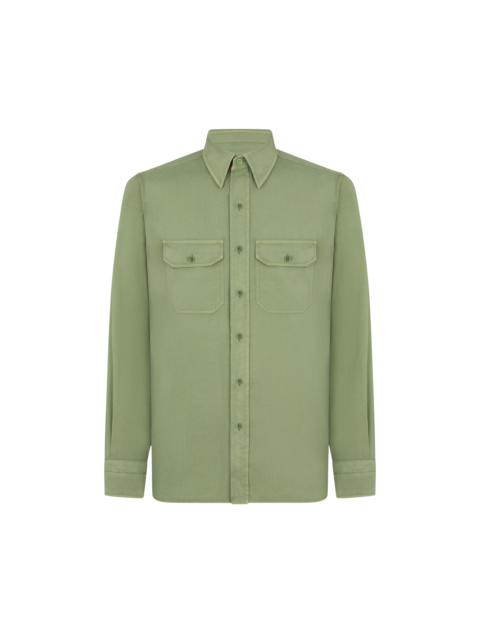 TOM FORD COTTON SILK FAILLE MILITARY SHIRT